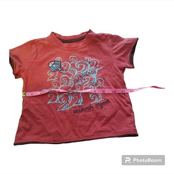 OshKosh Size 2T Red Graphic Fish Short Sleeve 100% Cotton Children's T-Shirt - Picture 5 of 6